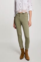 Pantalon slim taille standard vert kaki femme