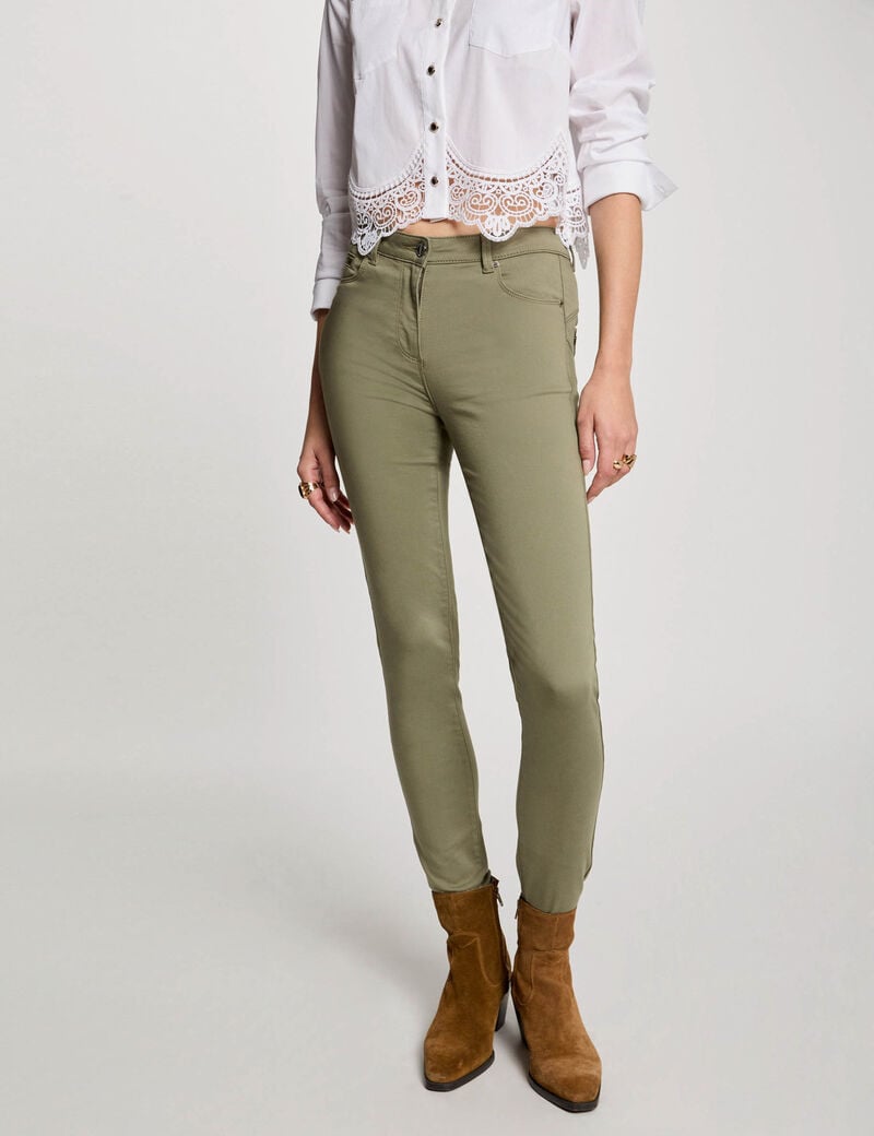 pantalon slim taille standard vert kaki femme Pantalon slim taille standard vert kaki femme