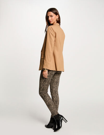 Short buttoned blazer camel women