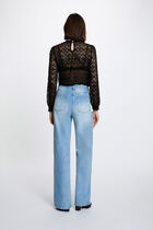 Long-sleeve lace t-shirt black women