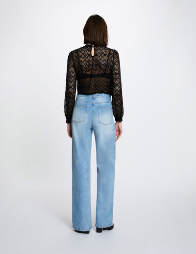 Long-sleeve lace t-shirt black women