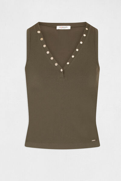 Ribbed vest top with wide straps  ladies'