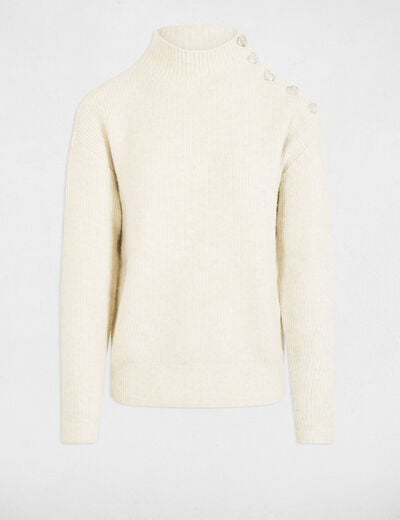 Long-sleeved jumper with buttons ivory women