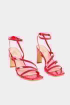 Patent croc sandals with heels medium red women