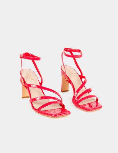 Patent croc sandals with heels medium red ladies'