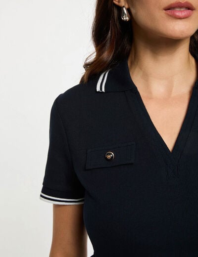 Fitted polo t-shirt navy blue women