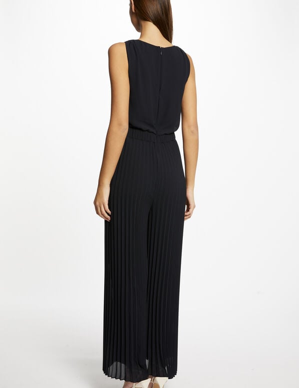 loose jumpsuit with pleated legs navy blue women Loose jumpsuit with pleated legs navy blue women