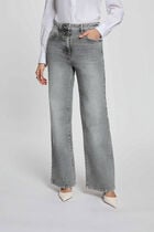 High-waisted wide-leg jeans denim snow grey women