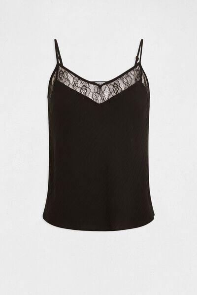 Blouse with thin straps and lace black ladies'