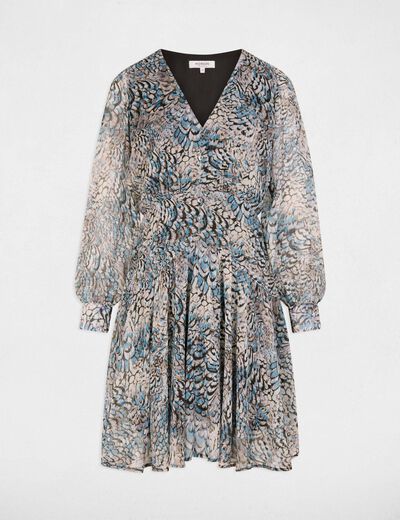 Short dress with puff sleeves multicolor women