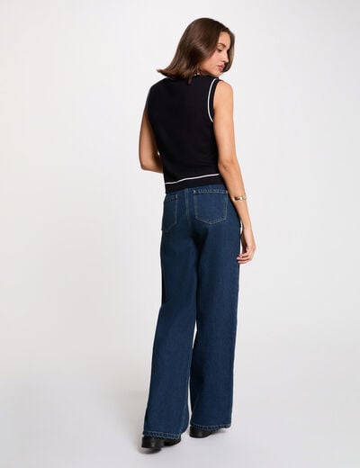 Sleeveless V-neck sweater navy blue women