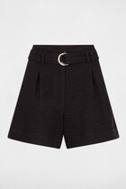 Belted wide leg shorts black women