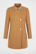 Buttoned long coat camel women