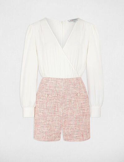 Fitted playsuit with 2 en 1 effect multicolored women