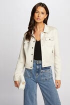 Buttoned suede jacket ecru women
