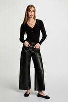 Long-sleeved jumper buttons fine knit black women