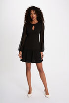 Short dress with sheer sleeves black women