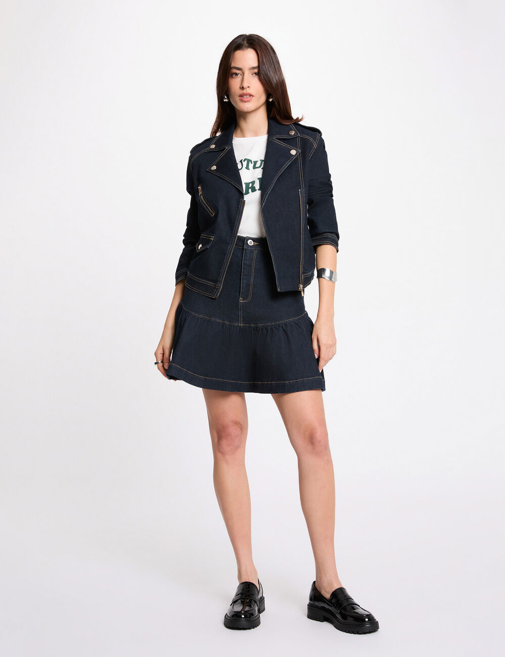 Oversized denim jacket blue women