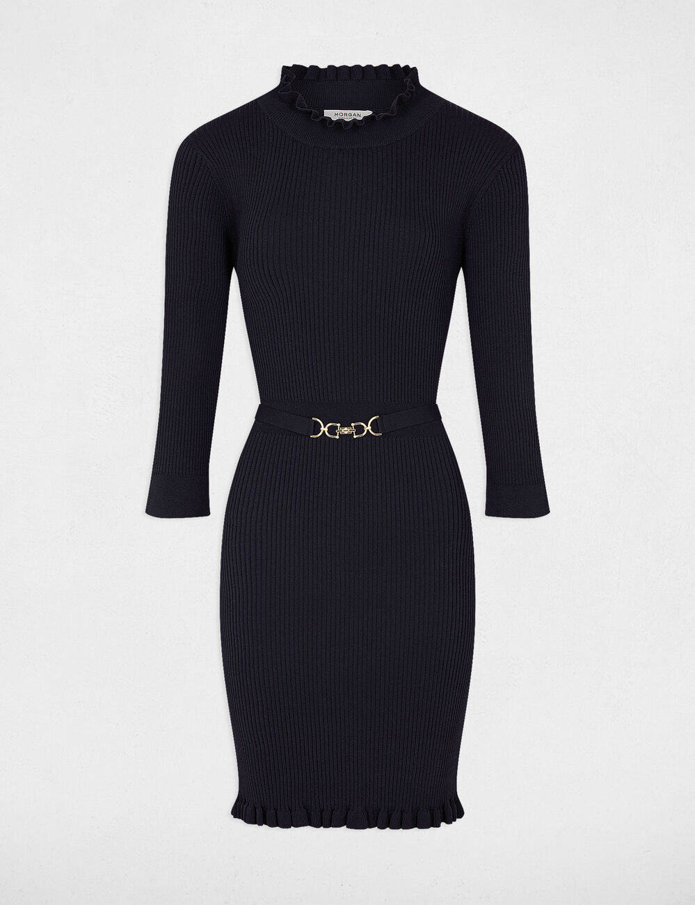 Fitted jumper dress with ornament navy women