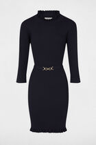 Fitted jumper dress with ornament navy women