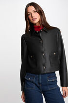 Blouson court simili cuir noir femme