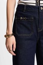 Jeans large avec ornements denim brut femme