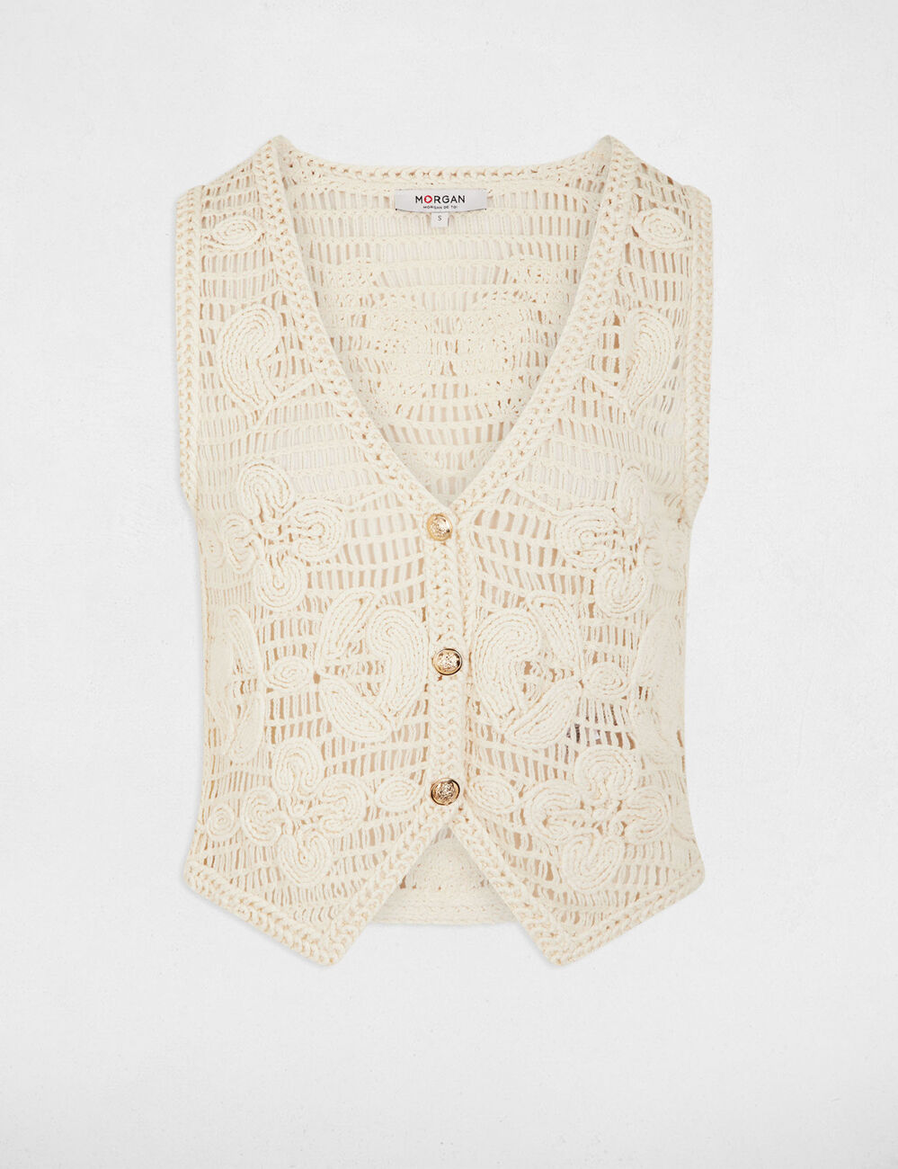 Sleeveless V-neck cardigan ivory women