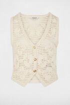 Sleeveless V-neck cardigan ivory women
