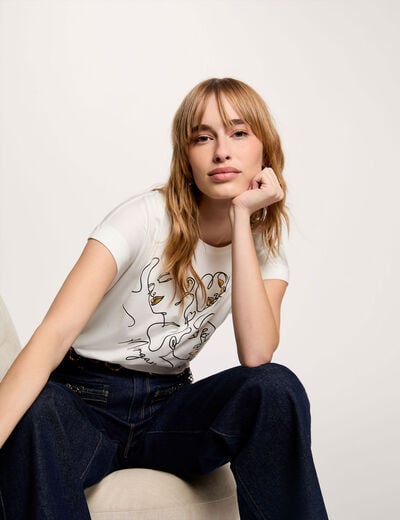 Round neck short-sleeve t-shirt white women