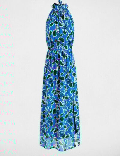 Printed flared long dress multicolor women