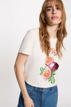 Printed t-shirt with round neck white women