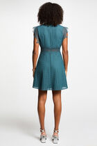A-line mini lace dress petroleum blue women
