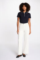 Fitted top with notch collar navy blue women