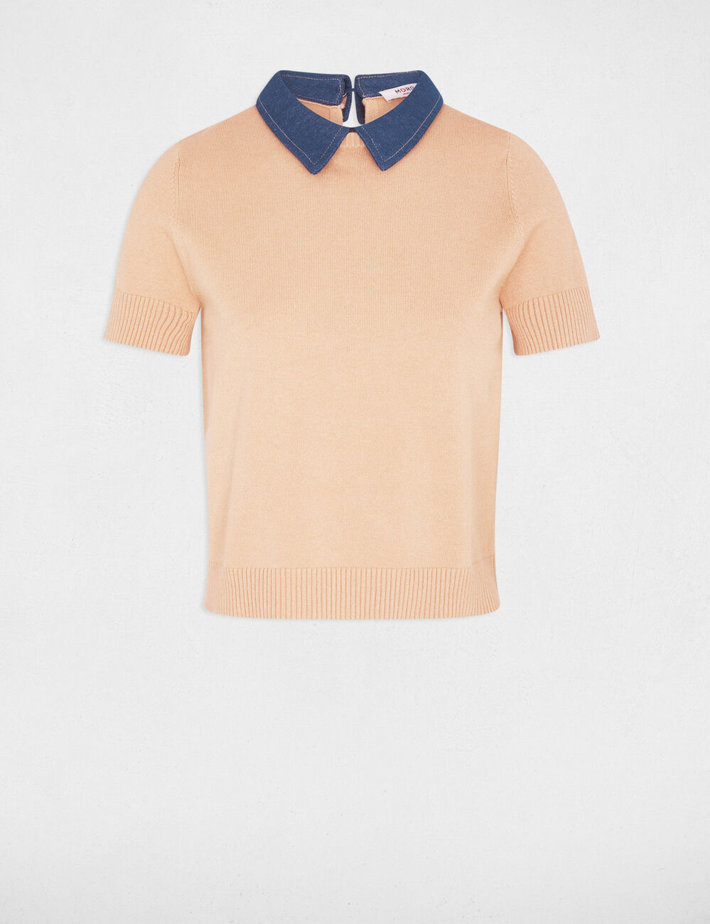 Sweater with a folded collar camel women