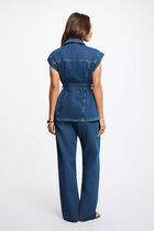 Sleeveless denim jacket raw denim women