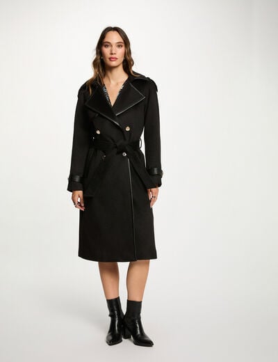 Fitted trench coat with tailored collar black women