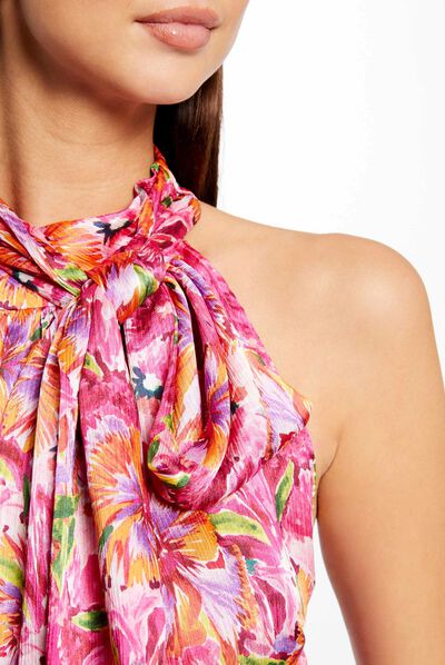 Blouse tie neck and floral print multico ladies'