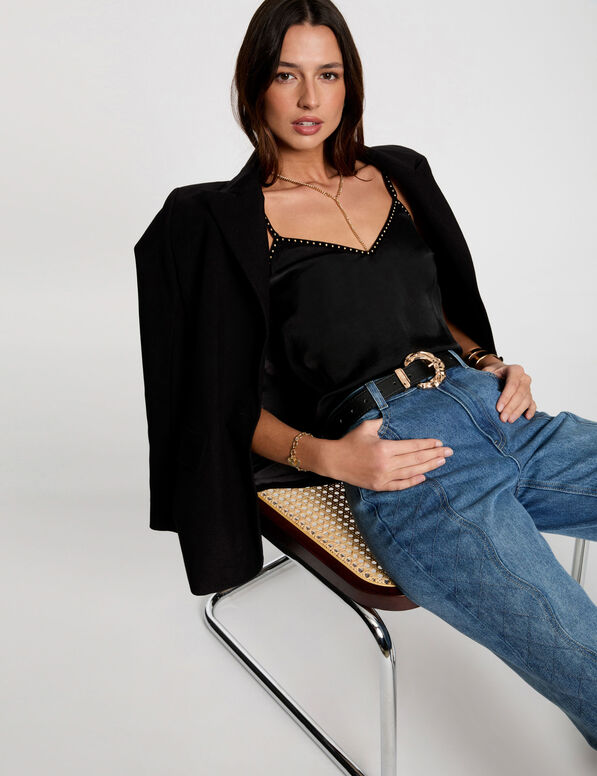 top thin straps and studs black women Top thin straps and studs black women