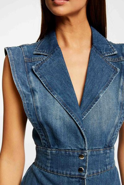 Sleeveless straight dress stone denim ladies'