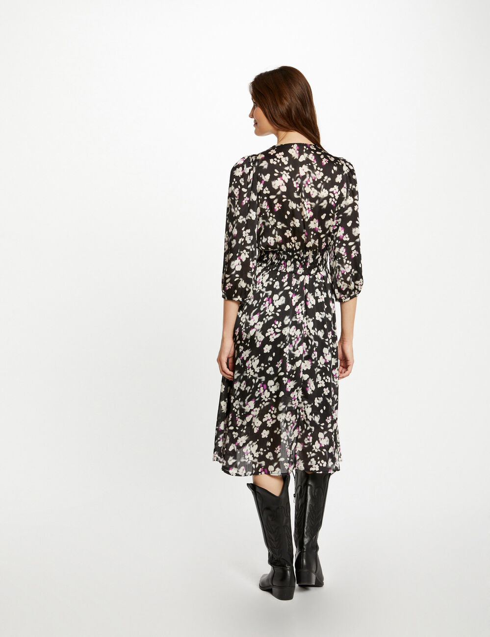 Straight dress with floral print multicolored women