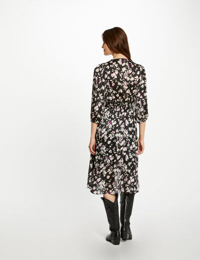 Straight dress with floral print multicolored women