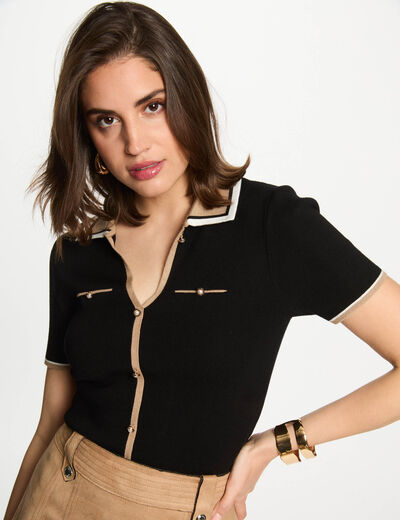 Jumper polo collar and short sleeves black women
