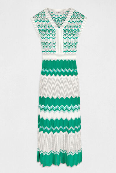 Maxi straight jumper dress chevron print green ladies'