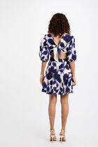 Robe courte évasée imprimée multicolore femme