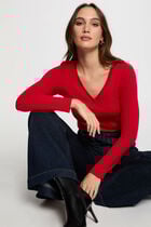 Long-sleeved t-shirt red women