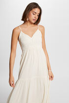 Loose maxi embroidered dress sand women