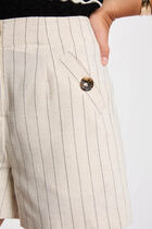 High-waisted striped shorts beige women