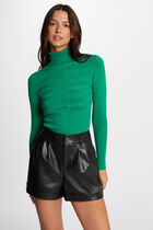 Fitted high neck sweater light green women