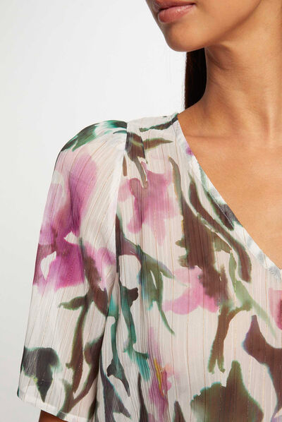 Short-sleeved blouse floral print multico ladies'