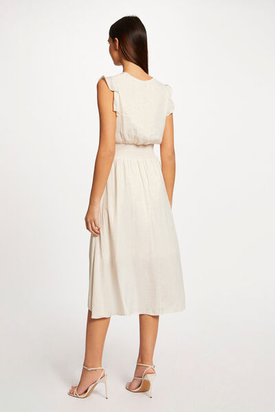 Draped midi loose A-line dress  ladies'